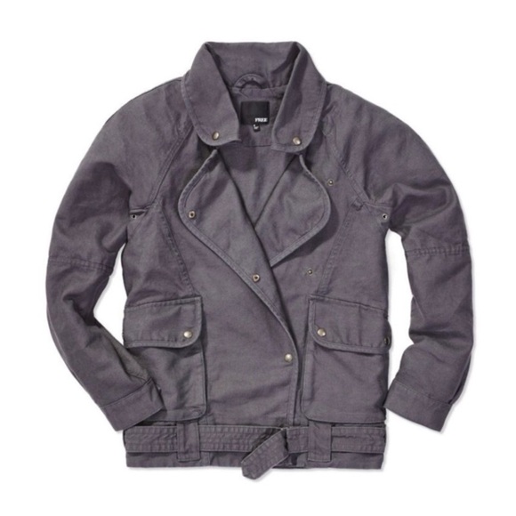 Aritzia Wilfred Free Rayder Linen Cotton Canvas Jacket Graphite Pencil Grey XS - Picture 1 of 16